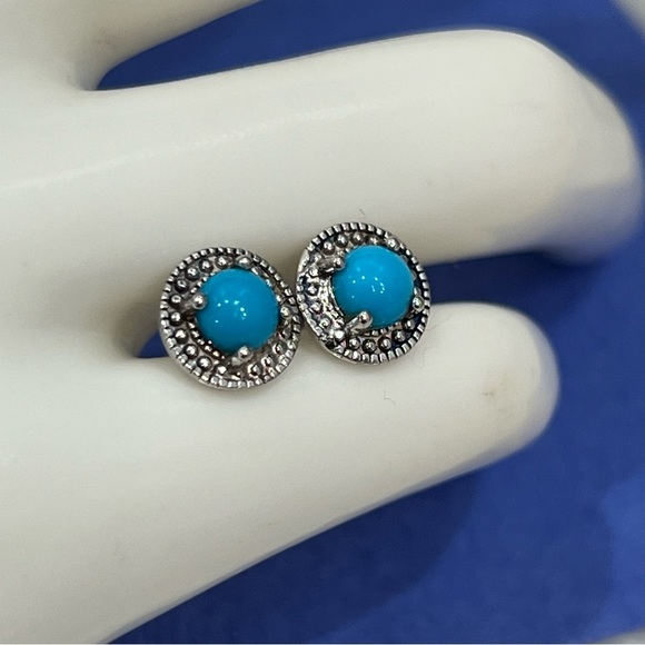 Arizona Sleeping Beauty Sterling Silver Stud Earrings - Picture 6 of 8